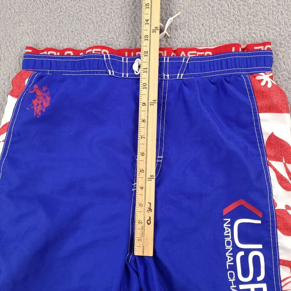 US Polo Assn Board Swim Shorts Boys Large 14/16 Blue USPA3 Champions Lined‎
